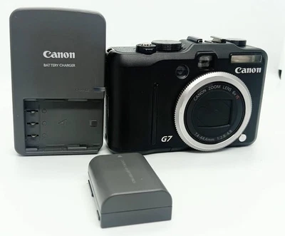 Canon PowerShot G7 Digital Camera Black with Battery & Charger Used - Image 1 of 4