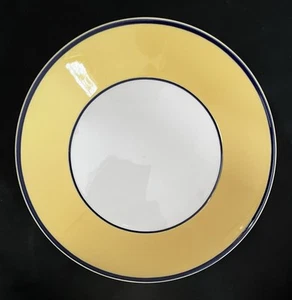 ONE 8.5" Coupe Soup Bowl -- SPA BRIGHT YELLOW Blue Trim Pagnossin Treviso Italy - Picture 1 of 5