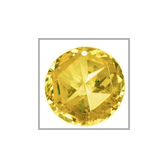 Cuenta colgante redonda estrella circonita cúbica 18 mm amarillo dorado #64569 Foto 1 de 1