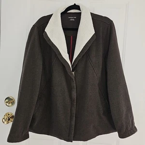 Vintage Coldwater Creek braune Fleecejacke Lammfellkragen Größe 2X (20W -22W) - Bild 1 von 5