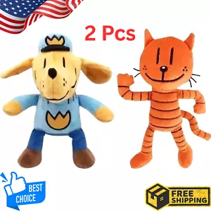 Dog Man Plush Toy Petey Cat 22cm Soft Stuffed Cartoon Animal Dolls Gifts 2pcs - Picture 1 of 8