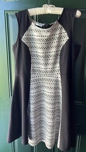 Dress Sleeveless XL Maurice Black Off White Holiday Triangles Exposed Metal ZIP - Picture 1 of 7