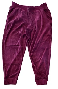Fashion Nova Burgunderrot Kordelzug Faulenzen Freizeit Velours Jogginghose Gr. 1X - Bild 1 von 9