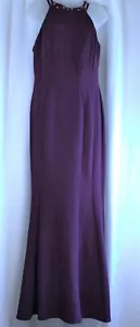 Nightway Womens Purple Glitter Embellished Sleeveless Evening Gown Size 10 - Picture 1 of 5