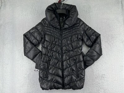 Jaqueta Love Token Feminina Extra Pequena Preta Puffer Longa Zíper Completo Cinto Poli Colcha - Imagem 1 de 4