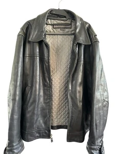 Men's Jacket. Leather Le Collezioni Structure, Size L, Black - Picture 1 of 15