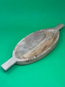 Pier 1 Oval Wooden Tray Bowl with Handles Made in India - Picture 1 of 8
