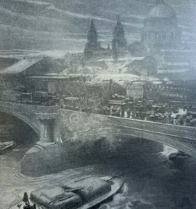 1902 London England St. Paul's Blackfriar's Bridge Thames Street illustrated - Picture 1 of 5