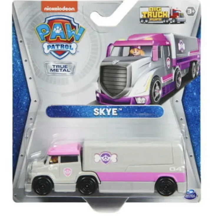 PAW PATROL CAMIÓN GRANDE CACHORROS SKYE Y BIG RIG VEHÍCULO DE METAL VERDADERO 5"" Foto 1 de 1