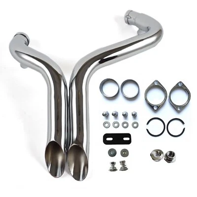 2" O.D Exhaust Pipes for Harley 84-25 Touring Sportster Softail W/ Flange Chrome - Imagem 1 de 4
