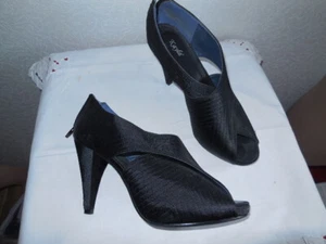 Plateau Pumps Peep Toe High Heels schwarz Satin Gr. 39 /6 wie NEU - Bild 1 von 5