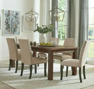 Coaster 107041-S7A Coleman Rectangular Solid Wood Dining Set Parson Chairs - Picture 1 of 6
