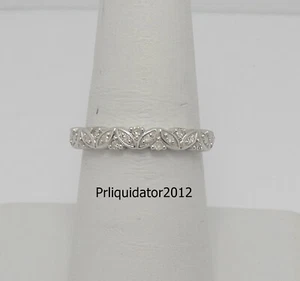 1/10CT Natural Diamond Anniversary Wedding Band Engagement Ring 10K White Gold - Picture 1 of 12
