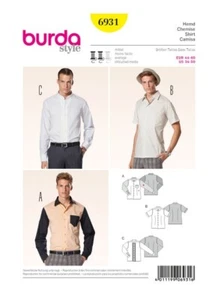 Burda Sewing Pattern 6931 Mens US 34-50 Fitted Shirts with Sleeve and Collar Var - Picture 1 of 6