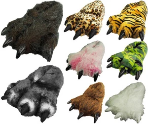 Pantofole da interno uomo donna unisex morbide peluche divertenti invernali artiglio animale zampa piedi - Foto 1 di 17