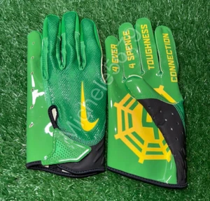 Nike Oregon Ducks Spider #4 Issued Vapor Jet 7 Football Gloves Green Size XL New - Picture 1 of 4