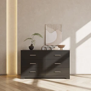 6 Drawers Dresser Wooden Storage Dressers Chests of Drawers for Bedroom Home - Picture 1 of 6
