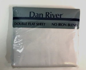 NEW Vintage Dan River Double Full Flat Sheet No Iron Blend Solid White Made USA - Picture 1 of 2