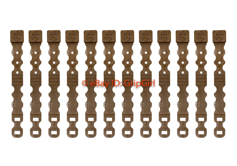 Paquete de 12 clips tácticos de lucha de sastre ligeros cortos de coyote MOLLE Kydex OTW Foto 1 de 1