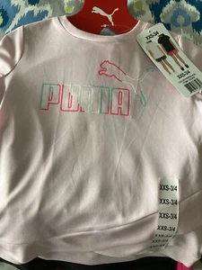 Puma Girls 4 Piece Set Hot Pink Top & Black. XXS 3/4 - Picture 1 of 5