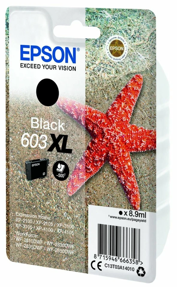 Original Epson 603XL, Starfish Black ink Cartridge, T03A1, C13T03A14010 - Image 1 of 1