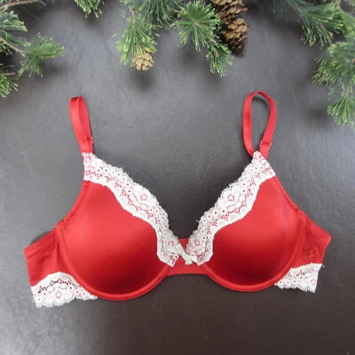 Aerie Bra 36B Red Lace Padded Underwire Adjustable Clasp Back - Image 1 of 4