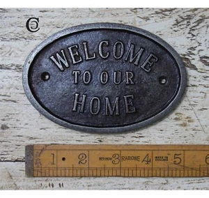 Cast Antique Iron "Welcome to our Home" Oval Plaque - Picture 1 of 1
