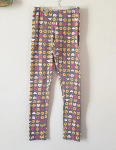 FADED GLORY Girls XL Emoji Ankle Leggings Gray Soft Stretch Pants Stars Hearts - Picture 1 of 4