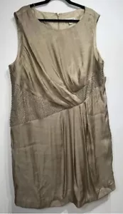 NWT $140 Coldwater Creek Beaded Shimmer Dress Women’s Plus Size 24 Golden Beige - Picture 1 of 9