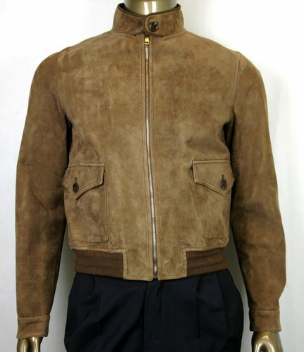 $3400 Gucci Giacca Bomber Uomo Bengala Marrone Pelle scamosciata 56R US 46R 408372 2471