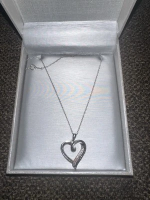Enhanced Black and White Diamond Accent Heart Pendant in Sterling Silver - Image 1 of 3