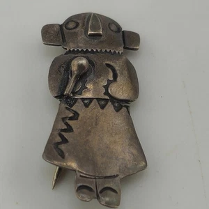 Vintage 925 Sterling Silber Abstrakte Stammesfigur Brosche Anstecknadel Mexiko - Bild 1 von 6