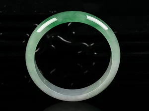 Zertifizierte natürliche eisgrüne Myanmar Jade Jadeit Armbänder Armreif 57 mm - Bild 1 von 5