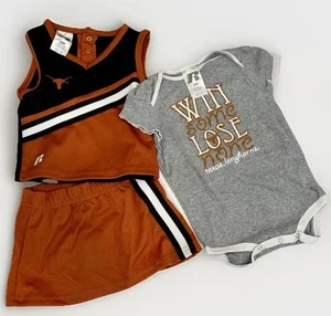 University of Texas Longhorns Girls UT Cheerleader 2pc n 1 pc Sz 18 Mos - Picture 1 of 5