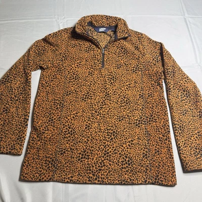 Небольшой пуловер Lands' End с гепардовым принтом из флиса с анималистическим принтом в стиле джунглей на молнии 1/4 - Изображение 1 из 4