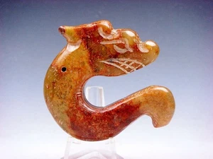 Old Nephrite Jade Stone Carved HongShan Culture C Shaped Dragon #03142203 - Picture 1 of 6