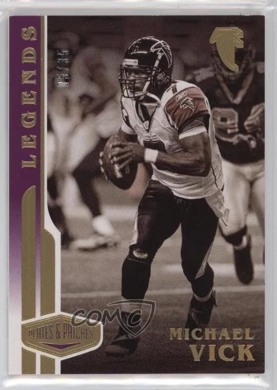 2020 Panini Plates & Patches Legends Purple /35 Michael Vick #140 - Image 1 of 2