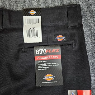 Мужские рабочие брюки Dickies 874 Flex Original Fit 36x30 черные темная стирка рабочая одежда НОВЫЕ - Изображение 1 из 4
