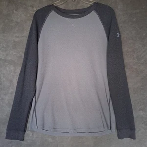 Under Armour Mens Sz L Gray Thermal Shirt Long Sleeve Stretch Loose Fit Athletic - Picture 1 of 11