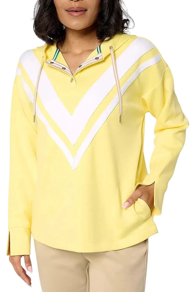 Isaac Mizrahi Live! Sudadera con capucha para mujer Clubhouse de buceo piña Foto 1 de 1