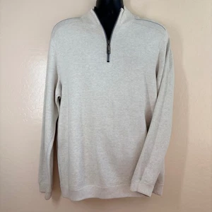 Tommy Bahama Mens M 1/4 Zip Reversible Pullover Sweater Long Sleeve Gray Beige - Picture 1 of 10