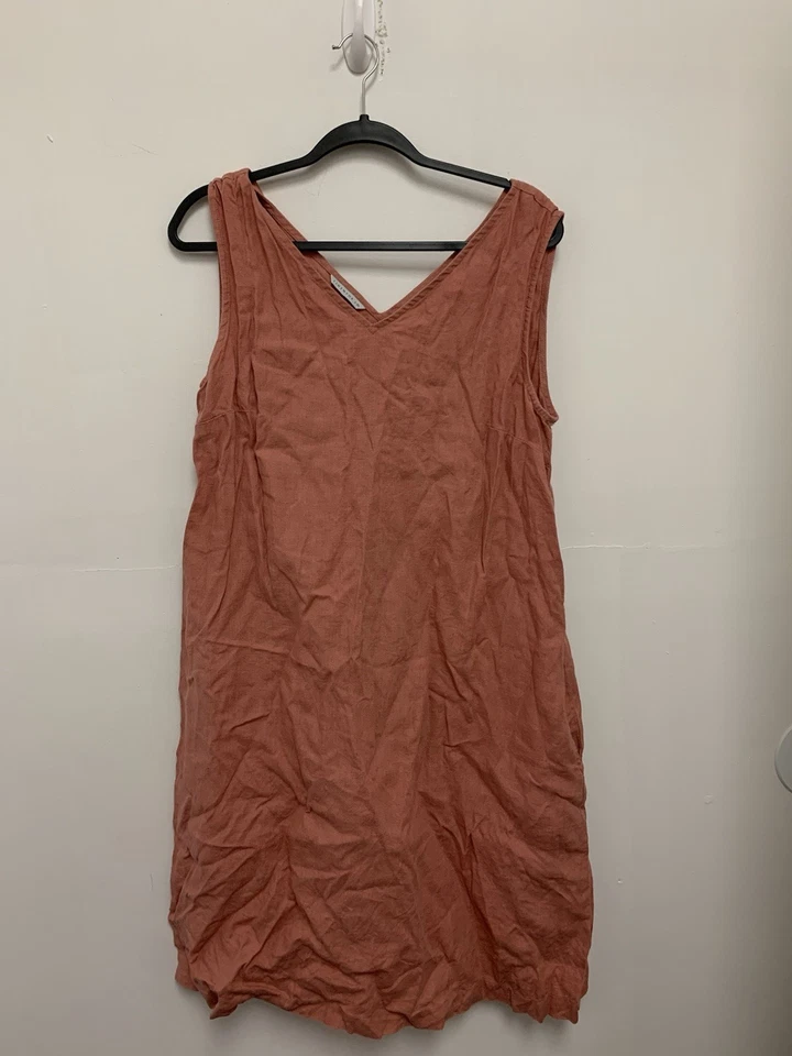 Linen Fox Orange Minimalist Dress Sz L-XL - Image 1 of 4
