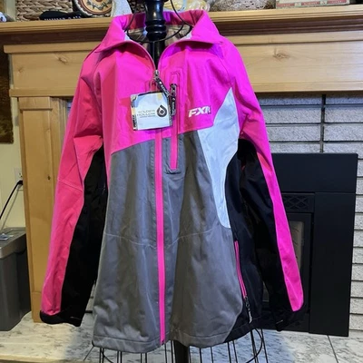 FXR женщин Venture Lite Tri-Laminate куртка Sz 14 большой гонки розовый белый серый - Изображение 1 из 4