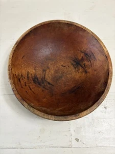 Antiguo cuenco de masa de madera grande primitivo torneado a mano para casa de campo - Imagen 1 de 18