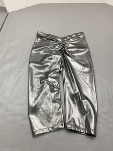 Skims Metallic Swim Waist Pant Womens Medium Carbon Silver High Rise Ruched New - Picture 1 of 10