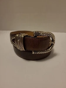 Vintage 90s Brighton Brown Leather Belt Silver Buckle Women's Sz S (28) 43409 - Picture 1 of 15