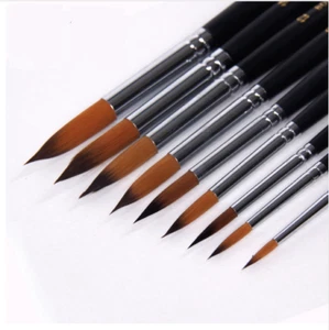 9pc Paint Brush Set Pointed Round Tip Nylon Hair Artist Water Colour Acrylic  - Picture 1 of 5