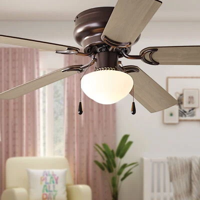 44 inch Home Indoor Reverse Airflow Ceiling Fan with LED Light Bronze 5 Blades - Image 1 of 4