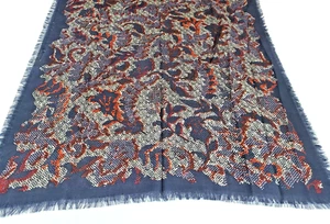 Tory Burch Womens WOOL SCARF Lightweight Soft Printed Luxury Designer Fringe  - Picture 1 of 7
