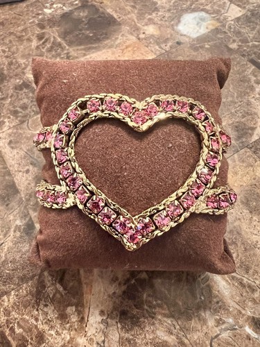 Bracciale Coach Vintage Oro Rosa Pavè Cristallo Swarovski Cuore Catena LEGGI